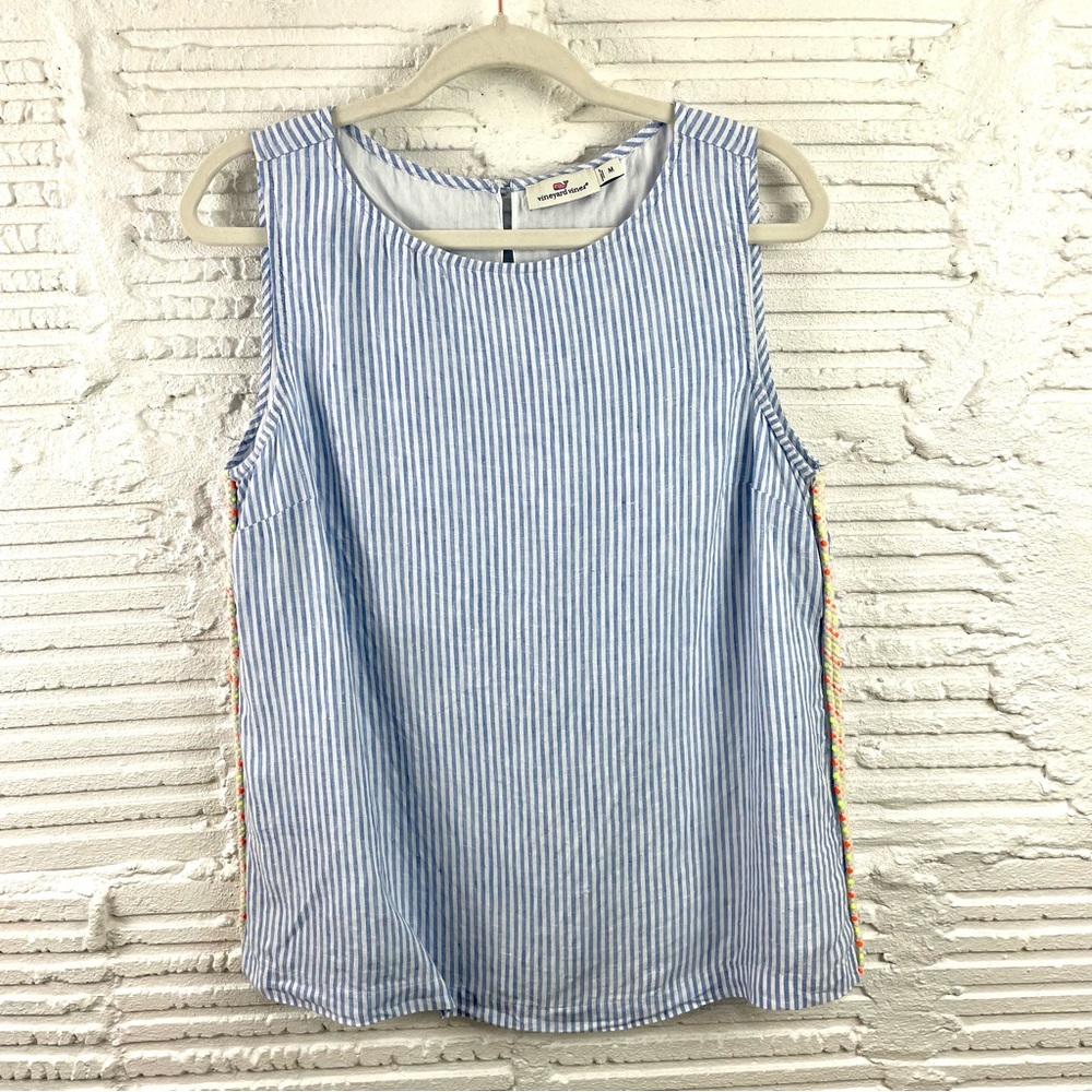 Vineyard Vines Blue and White Striped Sleeveless Tank Medium
